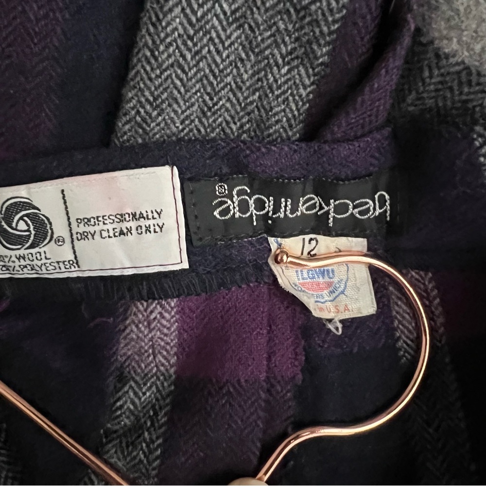 Vintage Union Made Purple Plaid Wool Blend Pleated Skirt - Picture 15 of 16